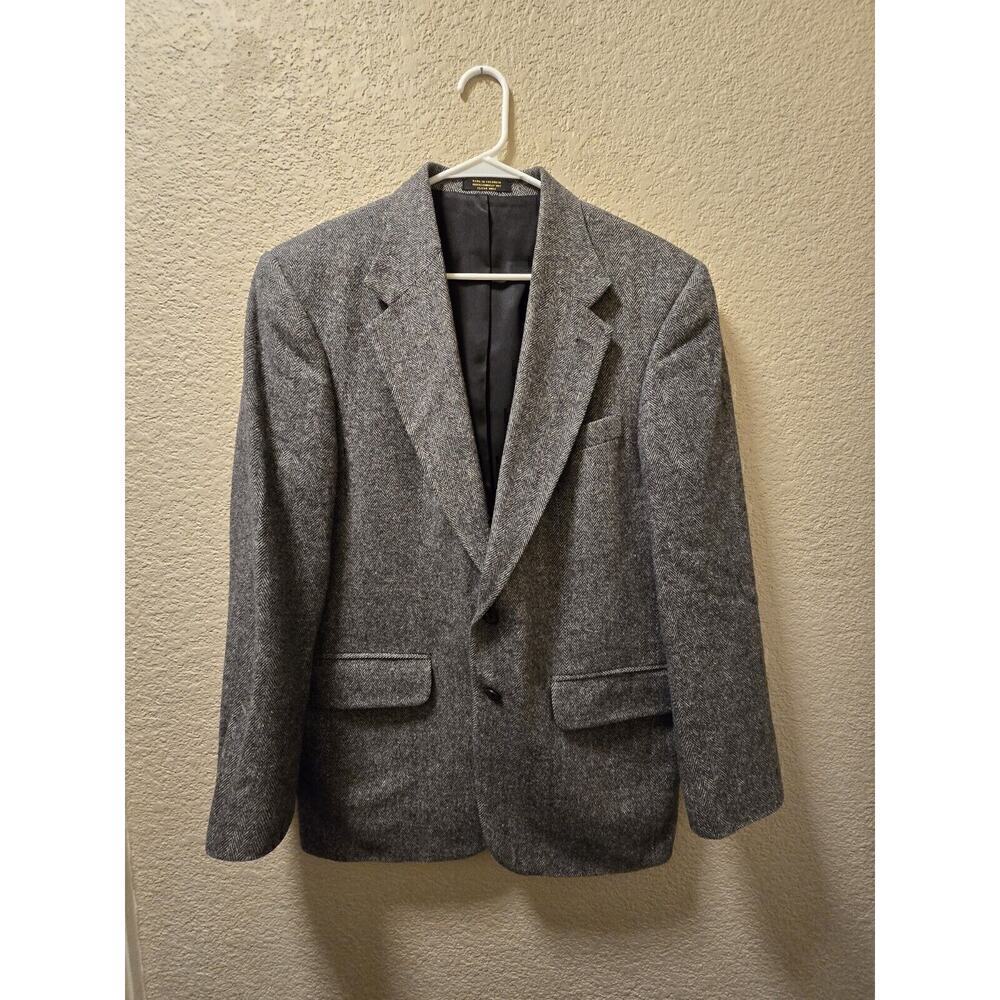 Cricketeer Vintage Wool/Camel/Nylon Blazer Jacket 40 R Gray 2 Button